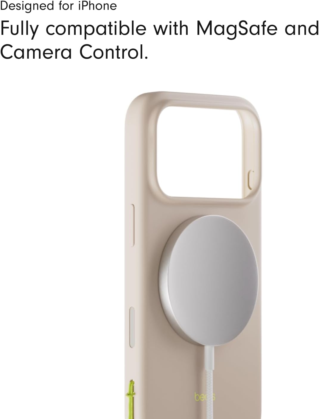 Beats iPhone 17 Pro Max Kickstand Case with MagSafe & Camera Control, Built in Stand & Lanyard, Matte Finish with Microfiber Lining – Limestone