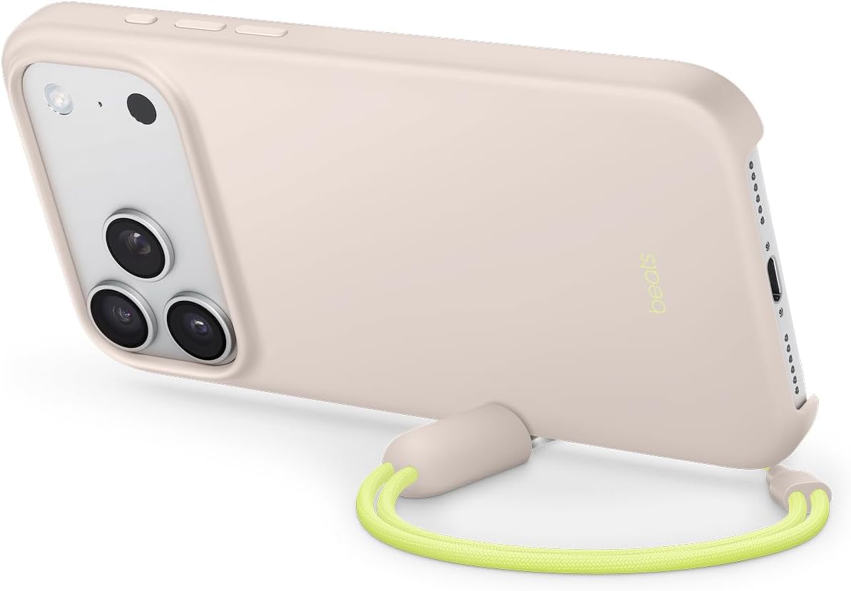 Beats iPhone 17 Pro Max Kickstand Case with MagSafe & Camera Control, Built in Stand & Lanyard, Matte Finish with Microfiber Lining – Limestone
