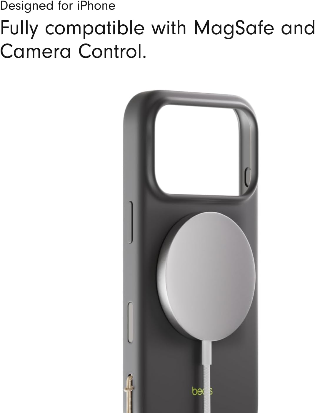 Beats iPhone 17 Pro Kickstand Case with MagSafe & Camera Control, Built in Stand & Lanyard, Matte Finish with Microfiber Lining – Granite Gray