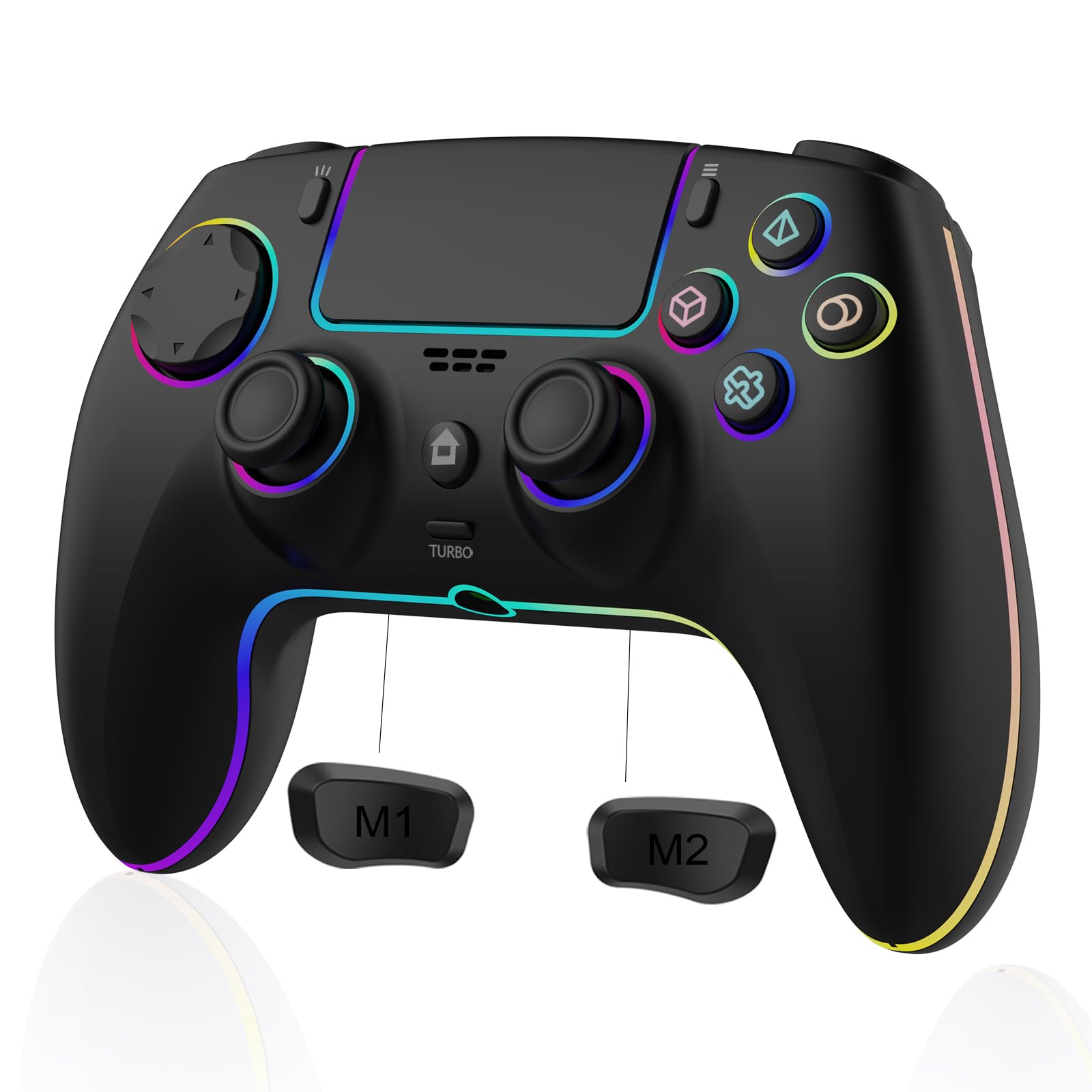 Wireless Controller for PS5 Pro/PlayStation-5/PC/Mac/Steam Deck with Hall Effect joystick trigger/Back Paddles/Cool RGB/TURBO/headphone Jack - Built-in Speakers Support P-S5 Console Audio (Snow White)