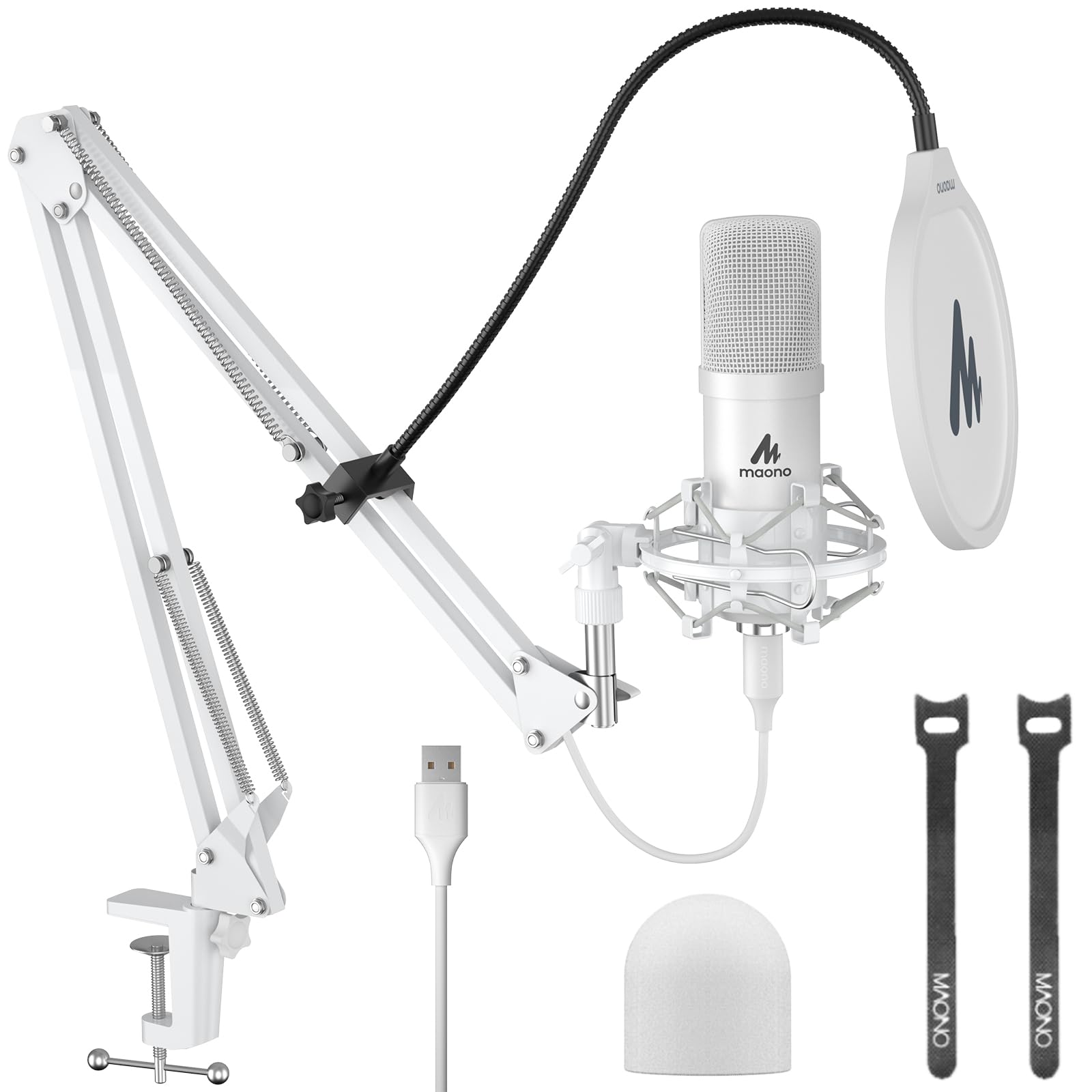 USB Microphone, MAONO 192KHZ/24Bit Plug & Play PC Computer Podcast Condenser Cardioid Metal Mic Kit with Professional Sound Chipset for Recording, Gaming, Singing, YouTube (AU-A04)