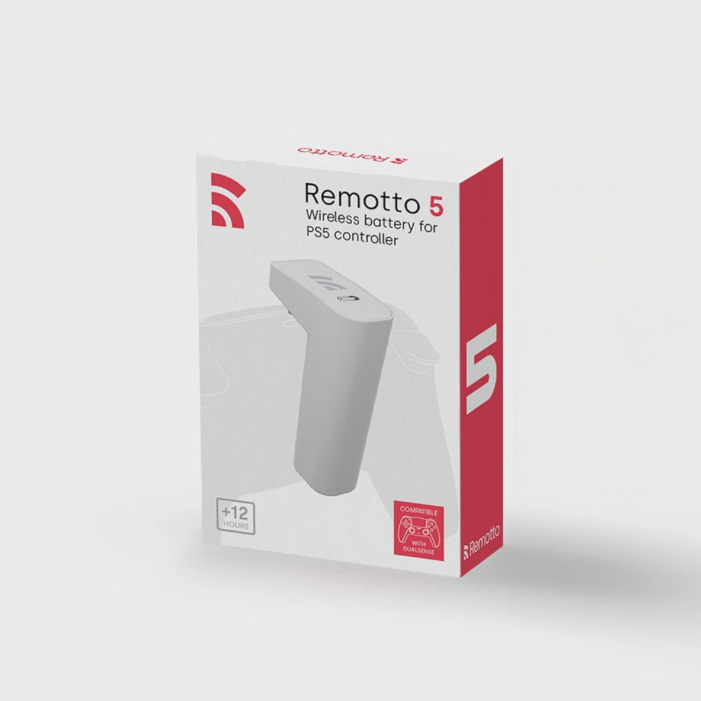 Remotto5 - Wireless Charger for PS5 Controller, Portable Battery for DualSense, Play While Charging, +12 Hours of Battery Life, PS5 Accessory