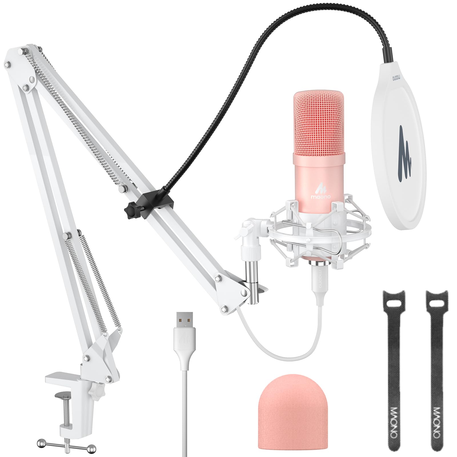 USB Microphone, MAONO 192KHZ/24Bit Plug & Play PC Computer Podcast Condenser Cardioid Metal Mic Kit with Professional Sound Chipset for Recording, Gaming, Singing, YouTube (AU-A04)