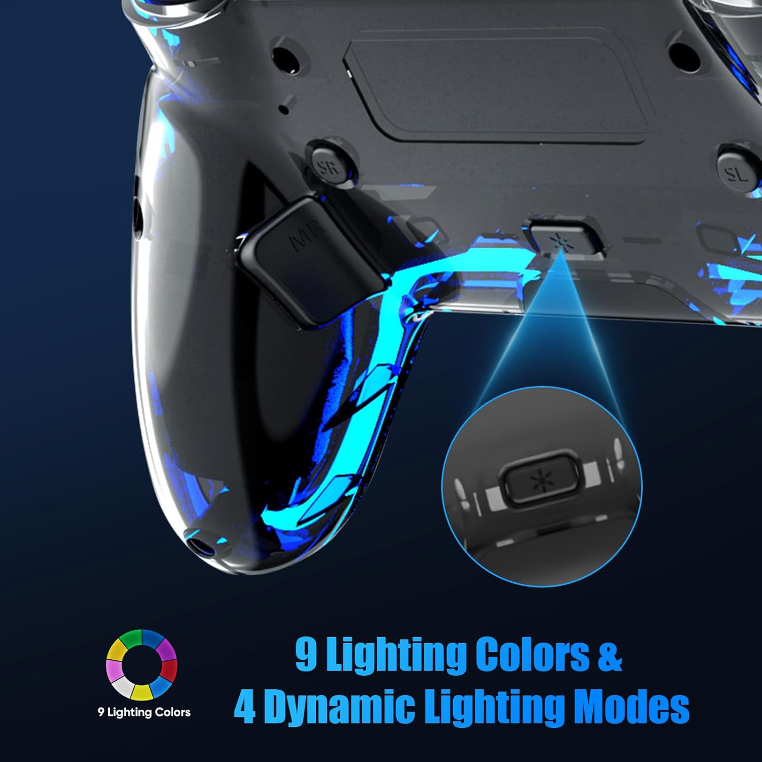 BETMI Wireless Controller for PS5, Pro/Slim/MAC/Steam Deck/PC, Hall Effect Joystick, 2 Vibration, Marco/Turbo, 3.5mm Jack, 6-Axis, Mute, LED Gamepad with Speaker (4 Lighting Effects, 9 Light Colors)