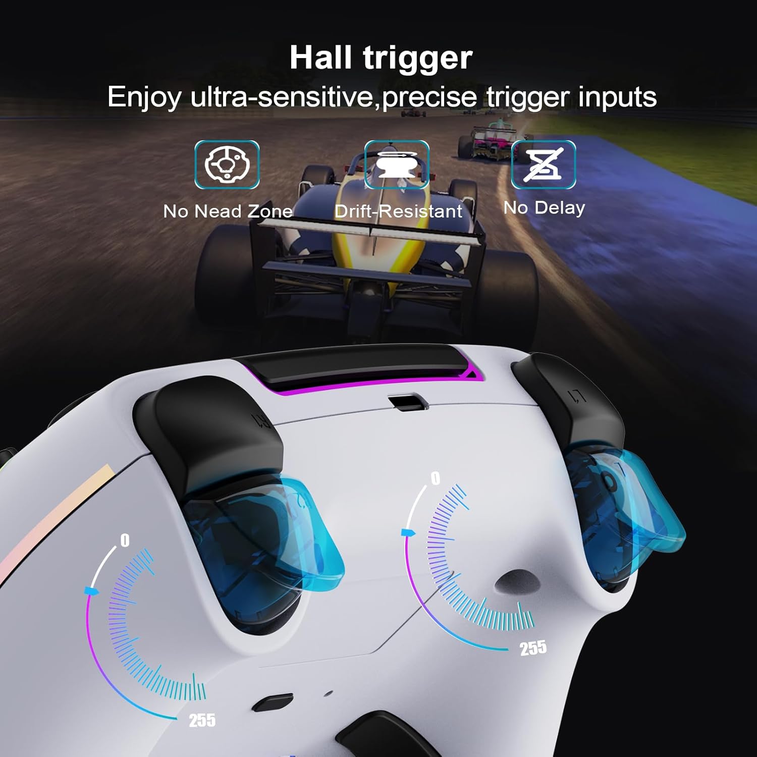 Wireless Controller for PS5 Pro/PlayStation-5/PC/Mac/Steam Deck with Hall Effect joystick trigger/Back Paddles/Cool RGB/TURBO/headphone Jack - Built-in Speakers Support P-S5 Console Audio (Snow White)