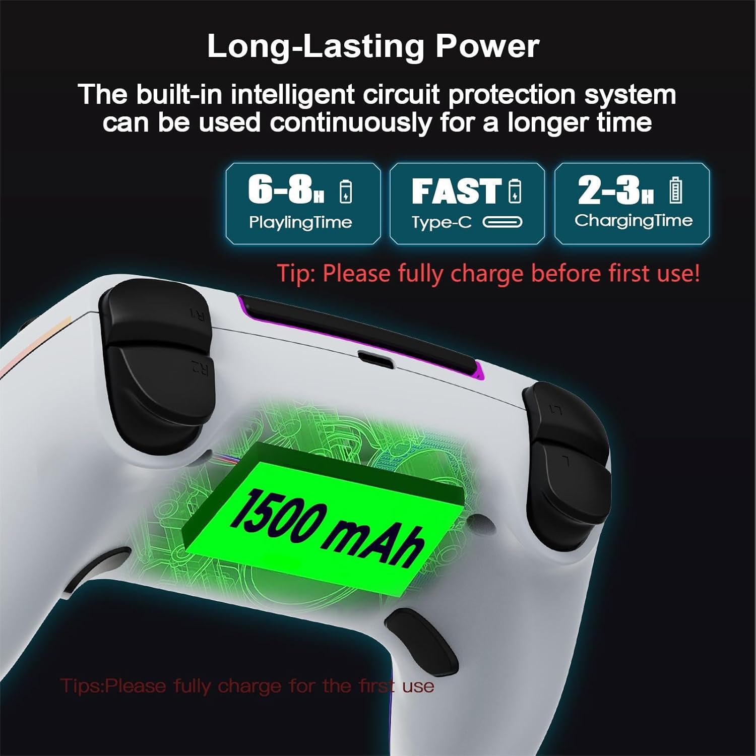 Wireless Controller for PS5 Pro/PlayStation-5/PC/Mac/Steam Deck with Hall Effect joystick trigger/Back Paddles/Cool RGB/TURBO/headphone Jack - Built-in Speakers Support P-S5 Console Audio (Snow White)